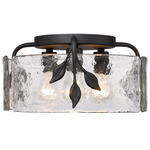Calla Ceiling Light Fixture - Black / Clear Hammered Glass