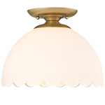 Dorinda Semi Flush Ceiling Light - Brushed Champagne Brass / Opal