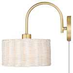 Erma Wall Sconce - Champagne Gold / White / Wicker