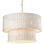 Erma Chandelier - Brushed Champagne Brass / White Wicker