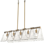Serenity Linear Pendant - Modern Brass / Clear Hammered Glass