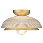 Crawford Ceiling Light Fixture - Brushed Champagne Brass / Retro Prism Glass