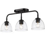 Roxie 3 - Light Semi Flush Ceiling Light - Matte Black / Clear