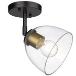 Roxie Semi Flush Ceiling Light - Matte Black / Brushed Champagne Brass / Clear