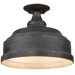 Keating Semi Flush Ceiling Light - Antique Black Iron