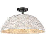 Rue Semi Flush Ceiling Light - Matte Black / Painted Sweet Grass