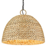 Rue Pendant - Matte Black / Woven Sweet Grass