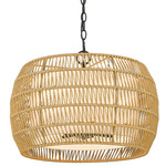 Everly Pendant - Matte Black / Natural Rattan