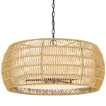 Everly Chandelier - Matte Black / Natural Rattan