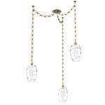 Ellisse Rectangular Chain Swag Chandelier - Gilded Brass / Optic Clear