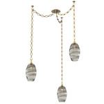 Ellisse Diamond Chain Swag Chandelier - Gilded Brass / Optic Smoke