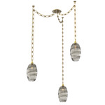 Ellisse Rectangular Chain Swag Chandelier - Gilded Brass / Optic Smoke