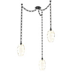 Ellisse Rectangular Chain Swag Chandelier - Matte Black / Optic Amber