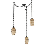 Ellisse Rectangular Chain Swag Chandelier - Matte Black / Optic Bronze