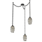 Ellisse Oval Chain Swag Chandelier - Matte Black / Optic Smoke