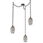 Ellisse Rectangular Chain Swag Chandelier - Matte Black / Optic Smoke