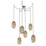 Ellisse Rectangular Chain Swag Chandelier - Beige Silver / Optic Bronze