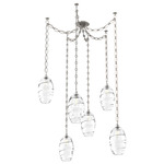 Ellisse Oval Chain Swag Chandelier - Beige Silver / Optic Clear