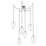 Ellisse Rectangular Chain Swag Chandelier - Beige Silver / Optic Clear