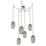 Ellisse Oval Chain Swag Chandelier - Beige Silver / Optic Smoke