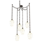 Ellisse Rectangular Chain Swag Chandelier - Flat Bronze / Optic Amber