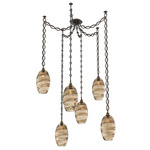Ellisse Oval Chain Swag Chandelier - Flat Bronze / Optic Bronze