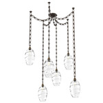 Ellisse Rectangular Chain Swag Chandelier - Flat Bronze / Optic Clear