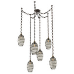 Ellisse Diamond Chain Swag Chandelier - Flat Bronze / Optic Smoke
