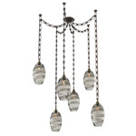 Ellisse Rectangular Chain Swag Chandelier - Flat Bronze / Optic Smoke