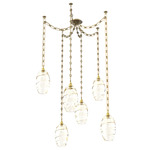 Ellisse Rectangular Chain Swag Chandelier - Gilded Brass / Optic Amber
