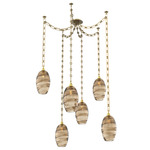 Ellisse Rectangular Chain Swag Chandelier - Gilded Brass / Optic Bronze