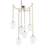 Ellisse Diamond Chain Swag Chandelier - Gilded Brass / Optic Clear