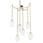 Ellisse Rectangular Chain Swag Chandelier - Gilded Brass / Optic Clear