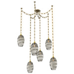 Ellisse Rectangular Chain Swag Chandelier - Gilded Brass / Optic Smoke
