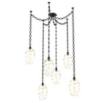 Ellisse Diamond Chain Swag Chandelier - Matte Black / Optic Amber