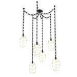 Ellisse Rectangular Chain Swag Chandelier - Matte Black / Optic Amber