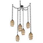 Ellisse Rectangular Chain Swag Chandelier - Matte Black / Optic Bronze