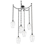 Ellisse Diamond Chain Swag Chandelier - Matte Black / Optic Clear