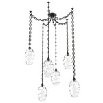 Ellisse Oval Chain Swag Chandelier - Matte Black / Optic Clear