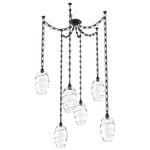 Ellisse Rectangular Chain Swag Chandelier - Matte Black / Optic Clear