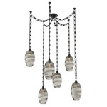 Ellisse Rectangular Chain Swag Chandelier - Matte Black / Optic Smoke