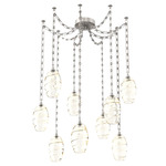 Ellisse Rectangular Chain Swag Chandelier - Beige Silver / Optic Amber