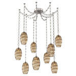 Ellisse Oval Chain Swag Chandelier - Beige Silver / Optic Bronze