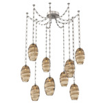 Ellisse Rectangular Chain Swag Chandelier - Beige Silver / Optic Bronze