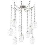 Ellisse Rectangular Chain Swag Chandelier - Beige Silver / Optic Clear