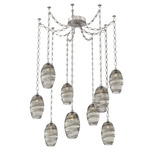 Ellisse Diamond Chain Swag Chandelier - Beige Silver / Optic Smoke