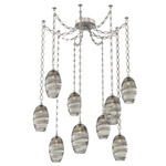 Ellisse Oval Chain Swag Chandelier - Beige Silver / Optic Smoke