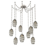 Ellisse Rectangular Chain Swag Chandelier - Beige Silver / Optic Smoke