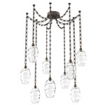 Ellisse Rectangular Chain Swag Chandelier - Flat Bronze / Optic Clear
