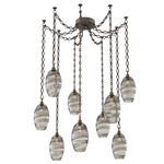 Ellisse Diamond Chain Swag Chandelier - Flat Bronze / Optic Smoke